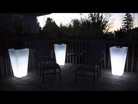 LED Light up flower pot - Tall garden glow planter -100% waterproof illuminated flower pots